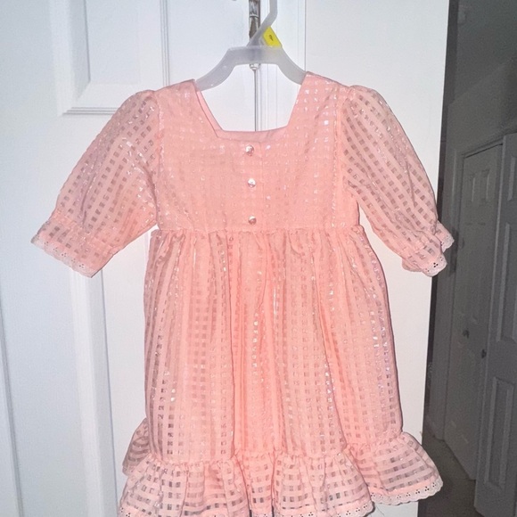 NWT Wonder Nation Girls 3T OrangeSequin Gingham Spring Dress Short Sleeve Ruffle - Picture 11 of 13